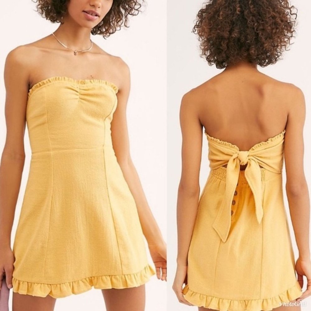 Free People Beat The Heat Mini Dress in Yellow
